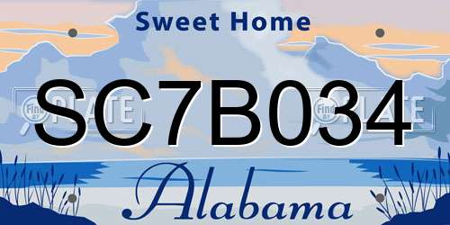SC7B034 Alabama License Plate