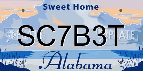 SC7B3T Alabama License Plate