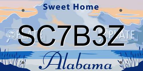 SC7B3Z Alabama License Plate