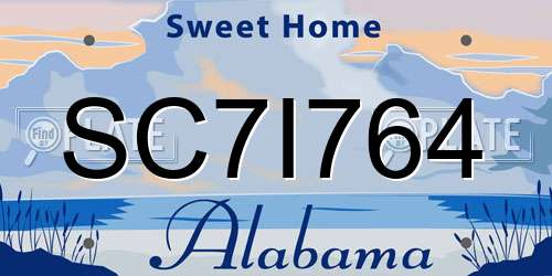 SC7I764 Alabama License Plate