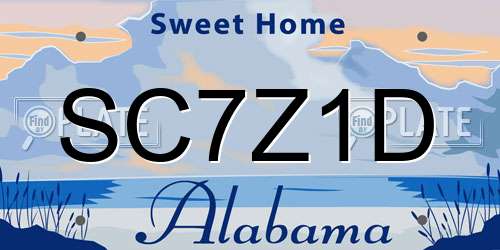 SC7Z1D Alabama License Plate