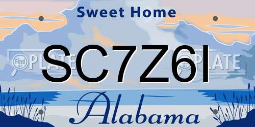 SC7Z6I Alabama License Plate