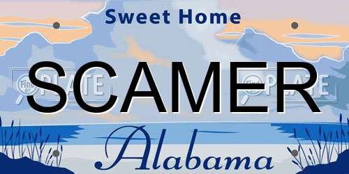 SCAMER Alabama License Plate