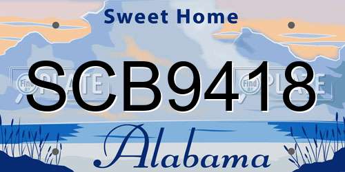 SCB9418 Alabama License Plate
