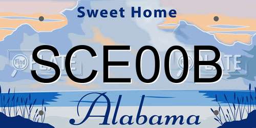 SCE00B Alabama License Plate