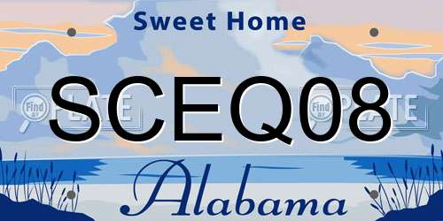 SCEQ08 Alabama License Plate