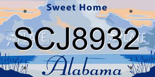 SCJ8932 Alabama License Plate