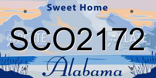 SCO2172 Alabama License Plate