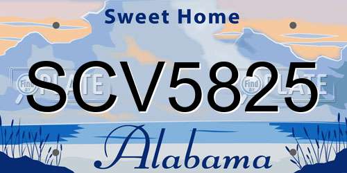 SCV5825 Alabama License Plate