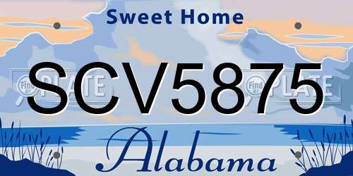 SCV5875 Alabama License Plate