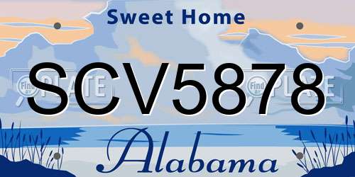 SCV5878 Alabama License Plate