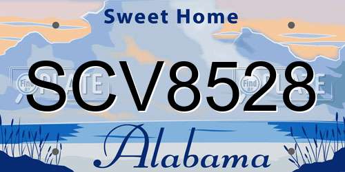 SCV8528 Alabama License Plate