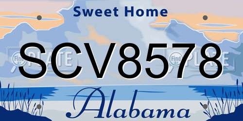 SCV8578 Alabama License Plate