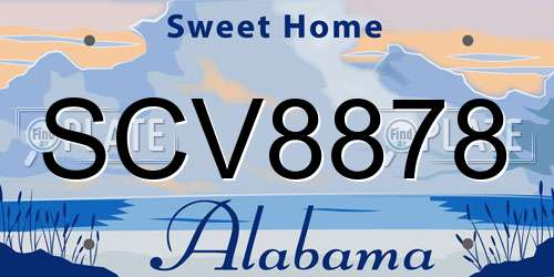 SCV8878 Alabama License Plate