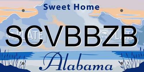 SCVBBZB Alabama License Plate