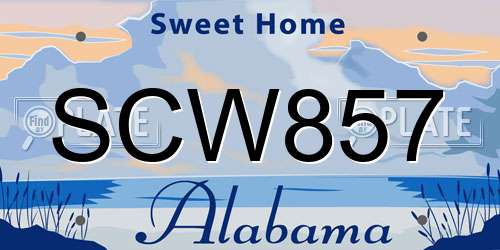 SCW857 Alabama License Plate