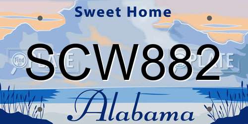 SCW882 Alabama License Plate