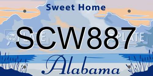 SCW887 Alabama License Plate