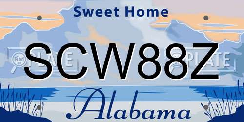 SCW88Z Alabama License Plate