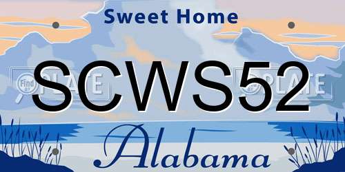 SCWS52 Alabama License Plate