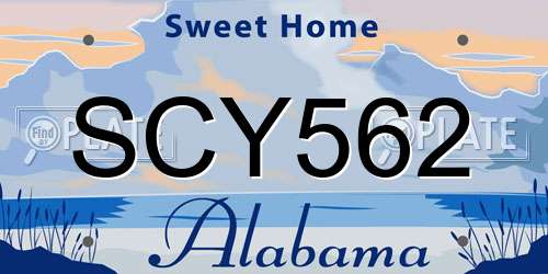 SCY562 Alabama License Plate