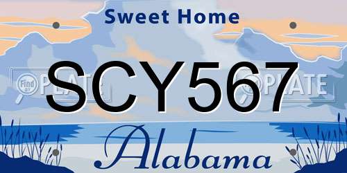 SCY567 Alabama License Plate