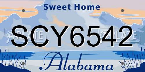 SCY6542 Alabama License Plate