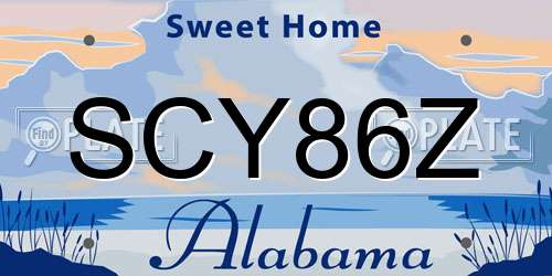 SCY86Z Alabama License Plate