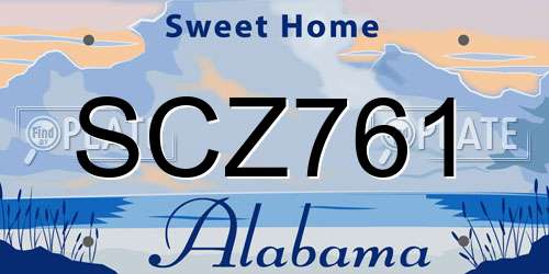 SCZ761 Alabama License Plate