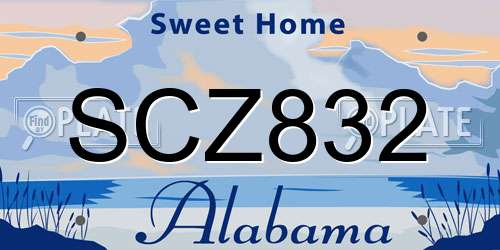 SCZ832 Alabama License Plate