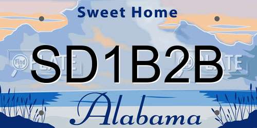 SD1B2B Alabama License Plate