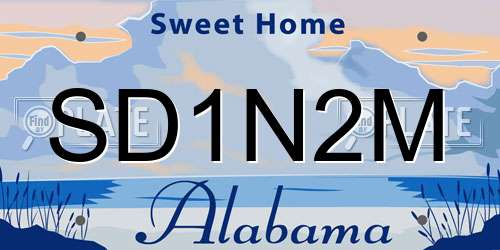 SD1N2M Alabama License Plate