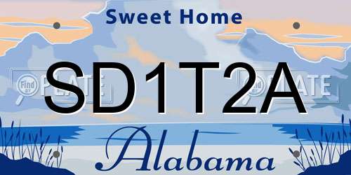 SD1T2A Alabama License Plate