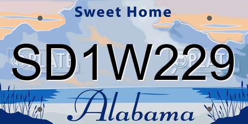 SD1W229 Alabama License Plate