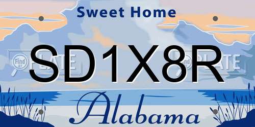 SD1X8R Alabama License Plate