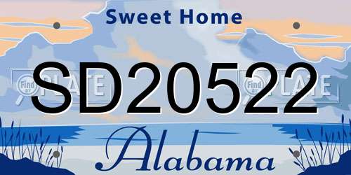 SD20522 Alabama License Plate