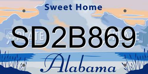 SD2B869 Alabama License Plate