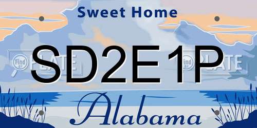 SD2E1P Alabama License Plate