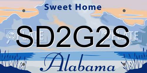 SD2G2S Alabama License Plate