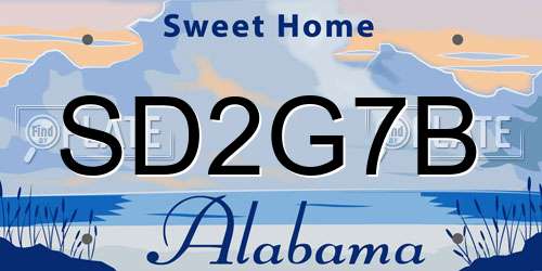 SD2G7B Alabama License Plate