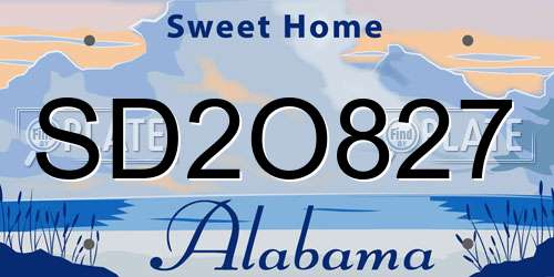 SD2O827 Alabama License Plate