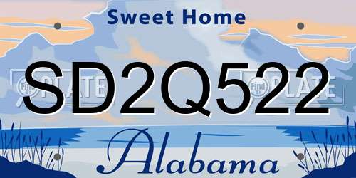SD2Q522 Alabama License Plate