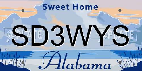 SD3WYS Alabama License Plate