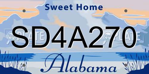 SD4A270 Alabama License Plate