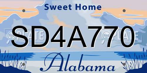 SD4A770 Alabama License Plate