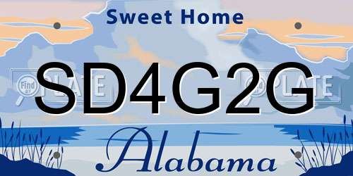 SD4G2G Alabama License Plate