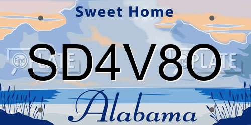 SD4V8O Alabama License Plate