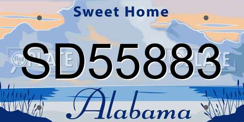 SD55883 Alabama License Plate