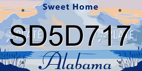 SD5D717 Alabama License Plate