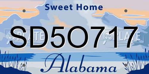 SD5O717 Alabama License Plate